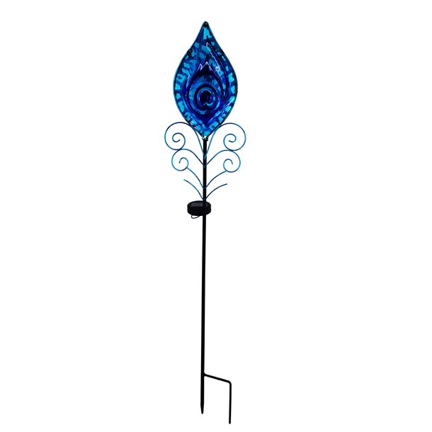 Påfugleøjet i farven blå – Lorenzo en dekorativ solcellelampe fra eZsolar GL1020EZ